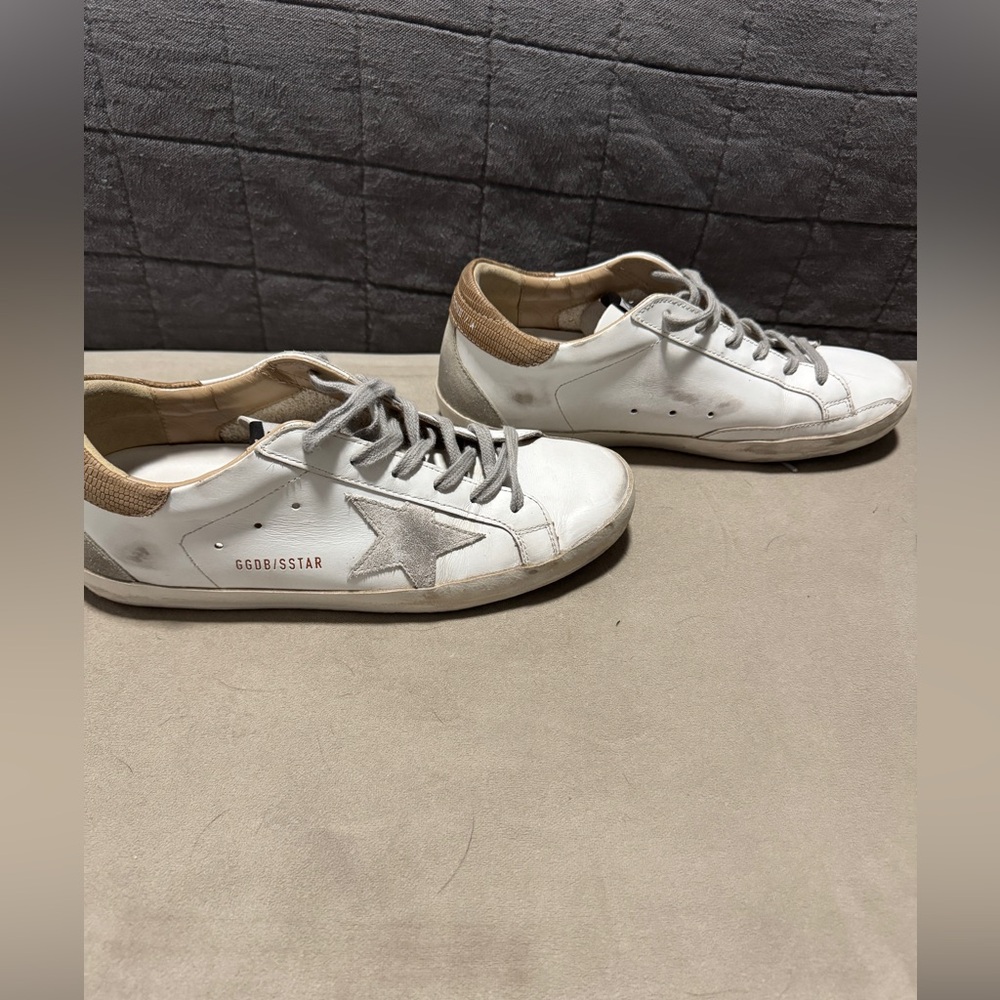 Golden Goose White and Gray Sneakers